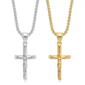 【Easter holiday gifts】Stainless Steel Jesus Cross Pendant Necklace - Electroplated to Resist Fading, Safe for Sports & Swimming