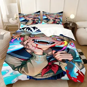 3Pc,Toga Himiko theme Bedding three-piece set, quilt cover and pillowcase, suitable for all seasons, ideal for homes and rooms, the best gift for parties, 1 quilt cover + 2 pillowcases (excluding core)