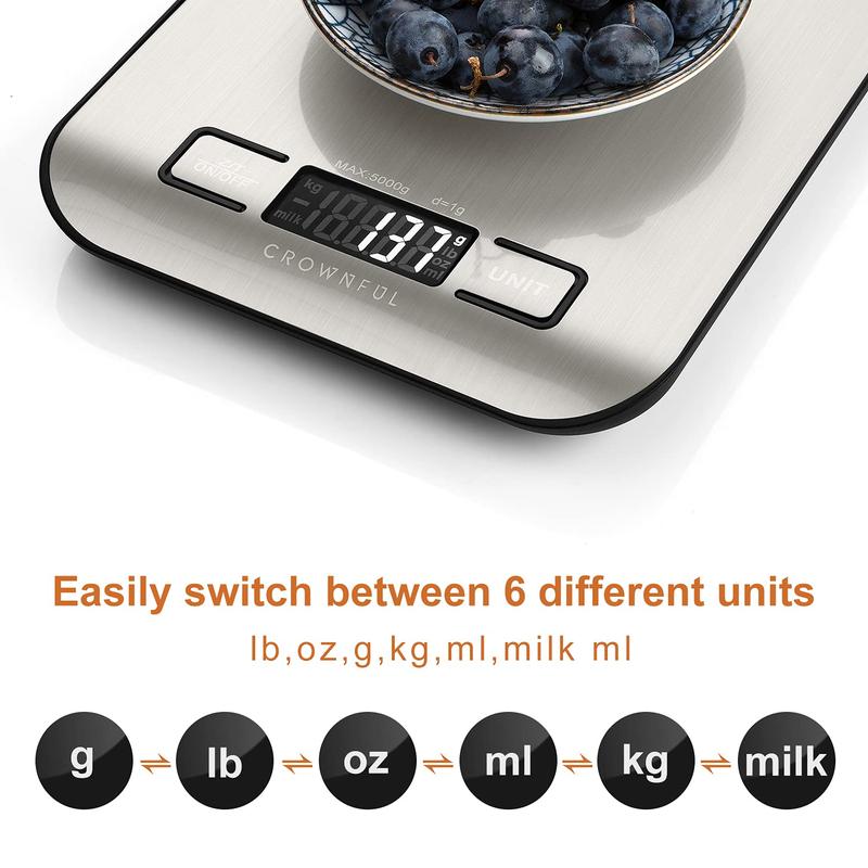 Digital Kitchen Scale: 11lb, Perfect Precision in a Compact Design (Get it in 1-5 Business days) Measuring Stainless