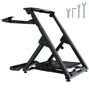 VEVOR Foldable Racing Steering Wheel Stand,  Height Adjustable Universal Base Compatible with Logitech & Thrustmaster Racing Wheel and Pedal, Movable Wheels Heavy-duty Frame Standard GT/Formula Seating