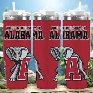 1pc 40oz University of Alabama Elephant Tumbler with Lid, Insulated Travel Mug, Gift for Women Men, Ideal for Halloween, Independence Day, Memorial Birthday Gift, Coffee Cup, weird stuff