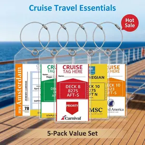 5-Pack Reusable Luggage Tags for Ncl, Princess Cruises, Carnival, Royal Caribbean, Celebrity Cruises, Essential Travel Accessories