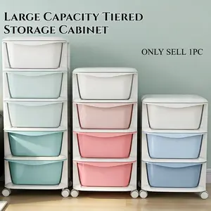 Large-capacity tiered storage cabinets, mobile carts with wheels, plastic drawer cabinets with wheels, stackable storage cabinets suitable for bedrooms, bathrooms, and living rooms