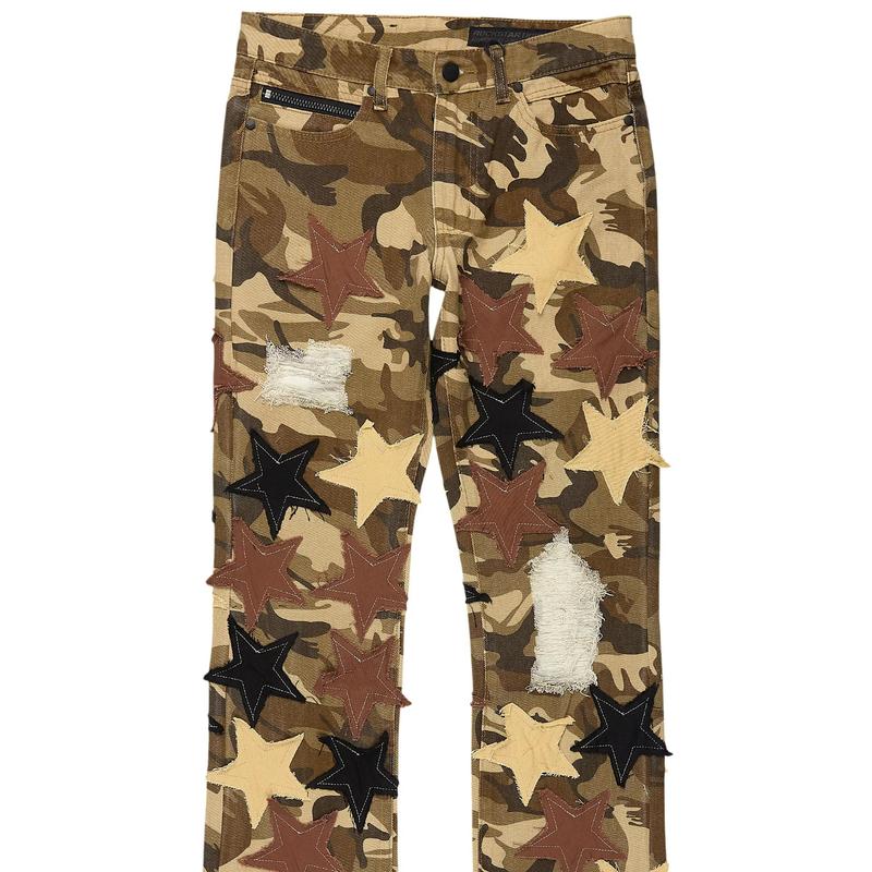 StarLane Brown Camo Stacked Flare Jean
