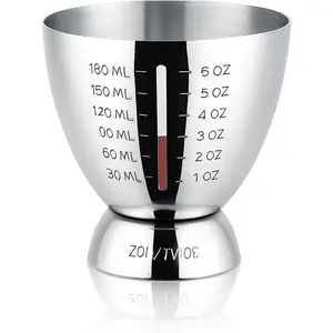 Cocktail Measuring Jigger for Bartending with Graduated Markings 1 oz to 6oz Heavy Duty 18/8 Multi-Unit Measure Stainless Steel Shot Measure Cup