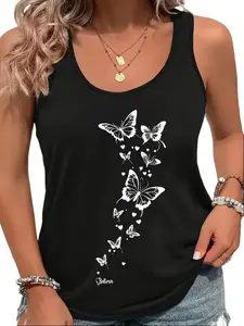"Believe" Butterfly Print Tank Top | Women's Casual Sleeveless Shirt