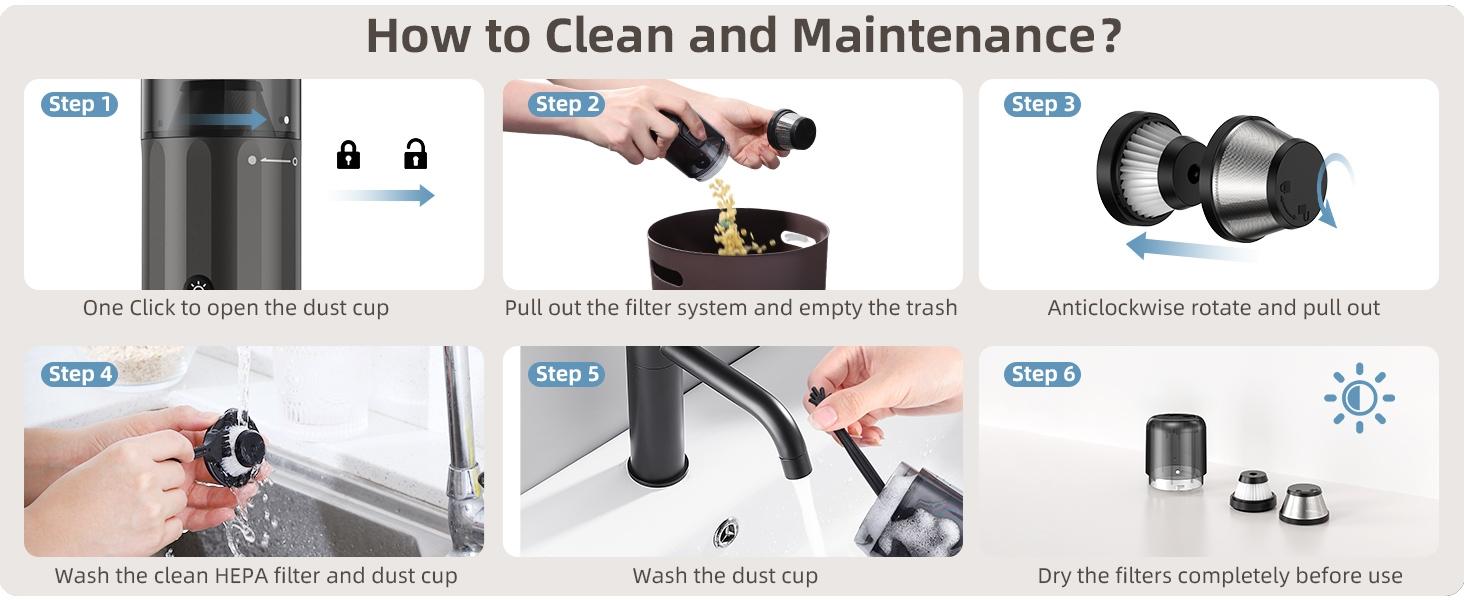 Car Vacuum Cleaner, Compact Home and Car Handheld Vacuum Cordless with Several Crevice Tool, Rechargeable 10,000PA High-Power with 80ml Dust Cup, Lightweight, Portable Mini Vacuum for Car, Home, Pet Hair