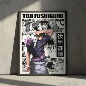 Toji Jujutsu Kaisen Anime Poster Print, JJK Manga Artwork Wall Hanging Home Decor, Gojo Geto, Minimalist Gift for Anime Fan