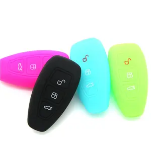 Car Key Cover Case 3 Buttons Silicone Holder Car Smart Key Shell Auto Accessories For Ford Focus Ecosport Kuga Escape Fiesta