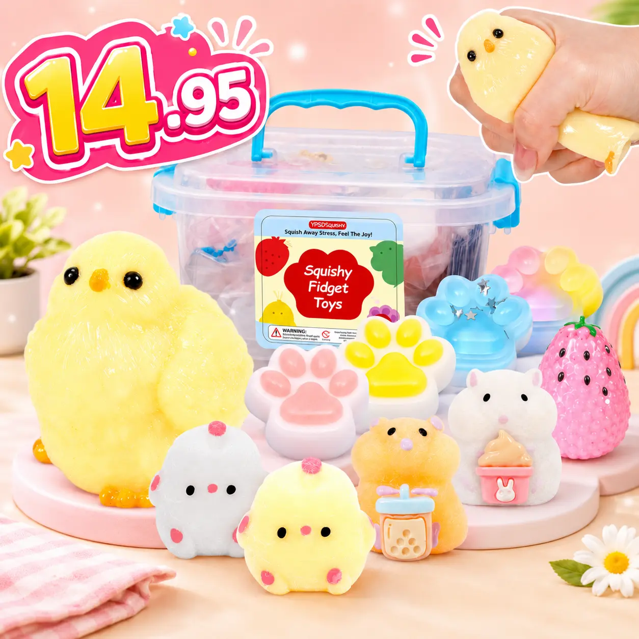 【Massive Markdown + FS】10 Pack Taba Squishies with Toy Box & Cute Stickers, Kawaii Mochi Squishy Stress Relief Toys, Sensory Fidget Toys for Kids 4-8 8-12, Party Favors, Classroom Prizes, Birthday Christmas Gifts for Girls Boys
