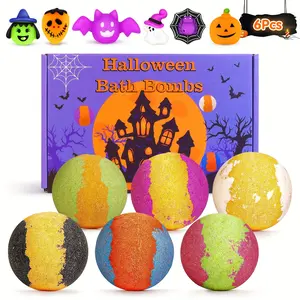 6Pcs Halloween Bath Bombs with Surprise Squishies Witch Skeleton Theme Handmade Fizzies Gift Set Perfect for Spooky Bath Relaxation Fun Halloween Birthday Holiday Gifts for Her Him Adults Teens Boys Girls