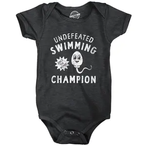 Undefeated Swimming Champion Baby Bodysuit Funny Sperm Joke Jumper for Infants Funny Baby Onesies Adult Humor Clothes for Baby Funny Sarcastic Onesie Novelty Onesie Black -
