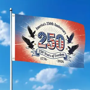 1pc 3x5 Ft American Flag, Bald Eagle 250th Anniversary Design, Heavy Duty Polyester with 2 Metal Grommets for Outdoor Hanging, No Electricity Needed for Yard Porch July 4th Decor
