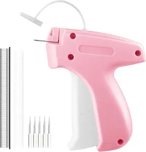 Stitch Gun for Clothes, Handheld Stitch Gun Quick Clothing Fixer, Portable Tagging Gun for Home & Retail Use, Includes 6 Needles,1000 Black & 1000 White Fasteners (Pink,1pcs+2000tag)