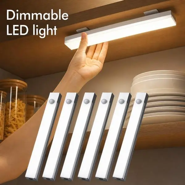 6-Pack Motion Sensor Cabinet Lights for kitchen cabinet, closet and stairway, with dimmable LED light, 6-pack set