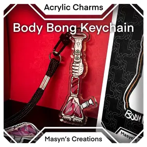 Body Bong Acrylic Keychain - Psychedelic Art, Trippy Art, Funny Stickers, Acrylic Charms, NSFW Art - Water Pipe Keychain