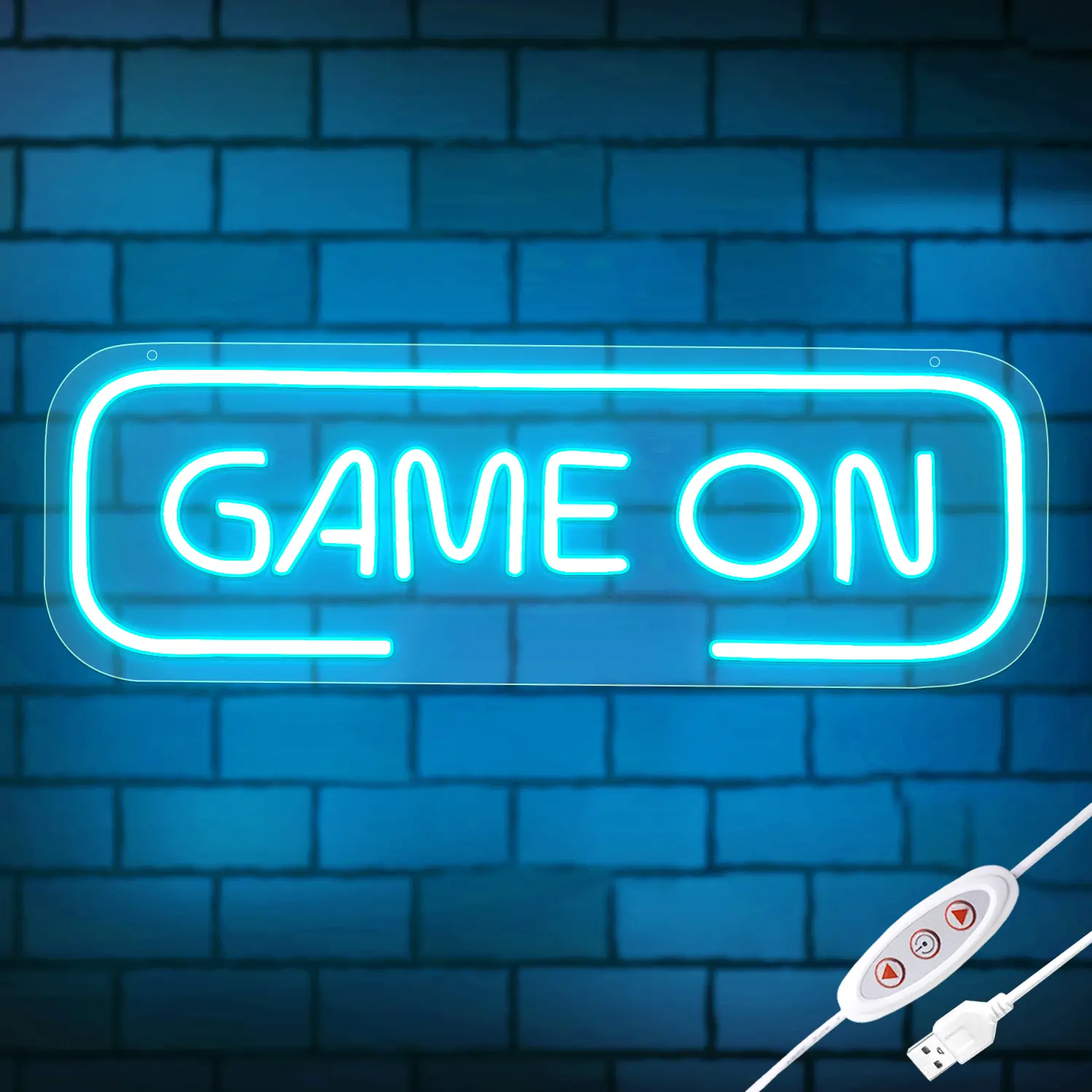 KEYDOORS GAME-ON LED Neon Sign, USB-Powered Gaming Wall Light with Dimmer, Adjustable Brightness Decor for Gamer Teen Boys' Bedroom, Ideal Man-Cave Streamer Setup Gift
