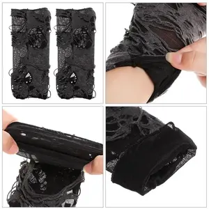 Unisex Tear Design Stretchy for Party Preparation and Durable 2025 New Hot Sale Fashionable Simple Gothic Fingerless Gloves
