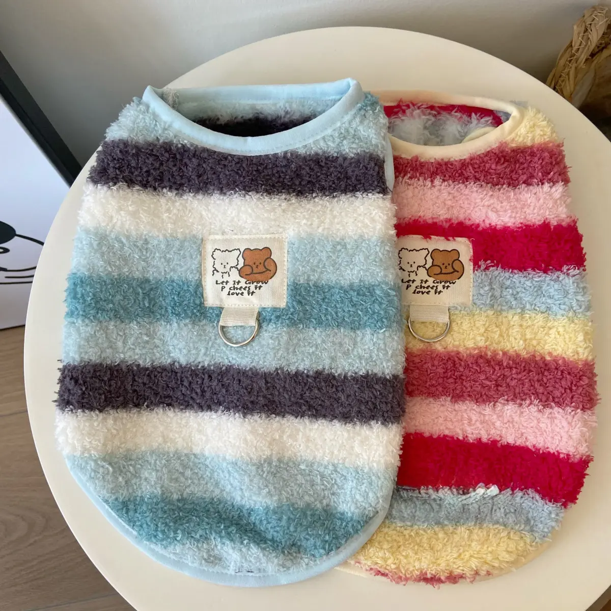 Pastel Striped Dog Sweater for Cold Weather, Soft Stretchy Breathable Pullover, Warm Cozy Winter Coat for Small Dogs & Cats