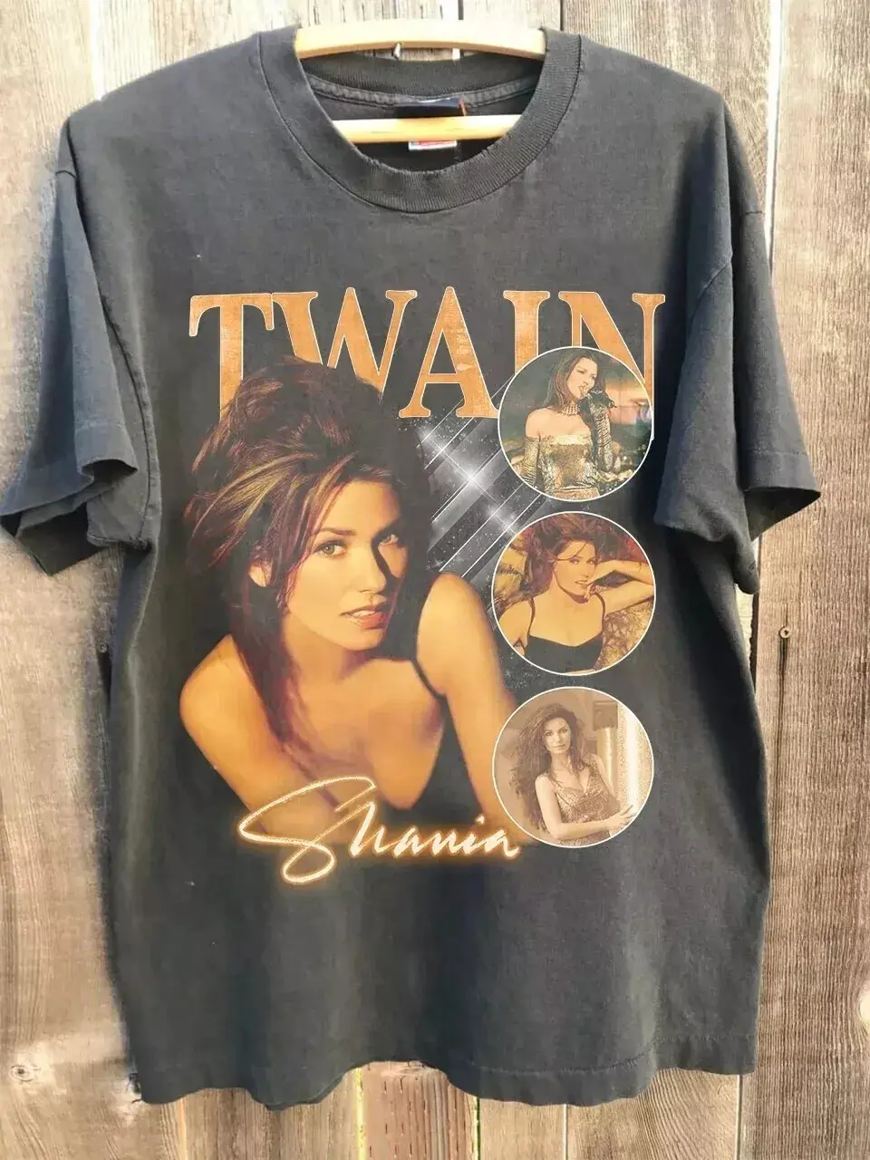 Shania Twain Shirt World Tour 2024 Charcoal Unisex T-Shirt Reprint S-5XL