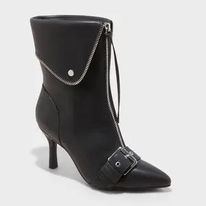 Women's Mickey Point Toe Moto Ankle Boots - A New Day