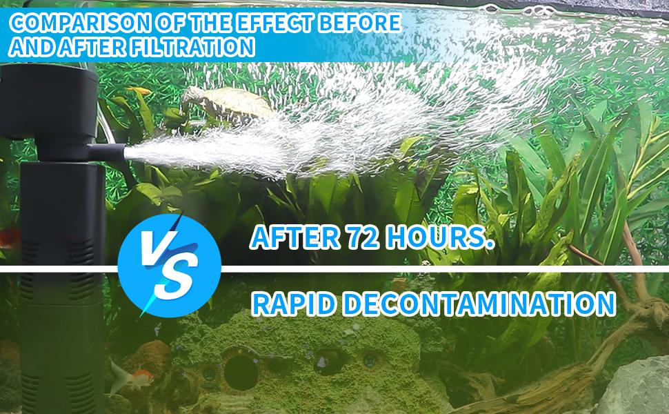 TARARIUM 300 GPH Submersible Internal Aquarium Filter Pump - 55-150 Gal Large Tanks, Bio Sponge, Wavemaker, Air Supply, Biochemical Filtration, Odor Control, Quiet Operation - Pet Fish Tank Supplies