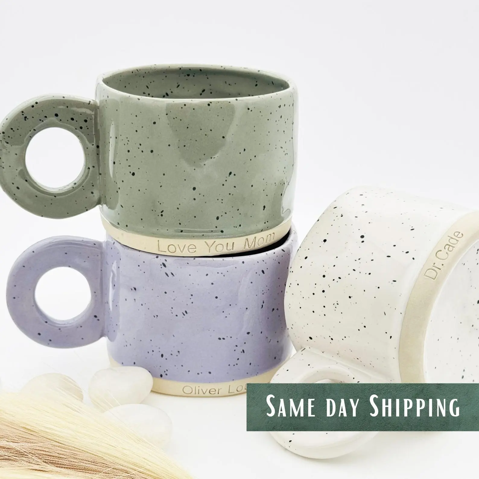Engraved White Mug • Retro Coffee Mug • 10 FL OZ Custom Mug Gift • Mother's Day Gift • Home Warming Gift • Christmas Gift • Ring Handle