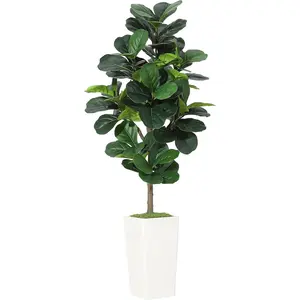 5FT Artificial Fiddle Leaf Fig Tree with Modern Planter Realistic Ficus Lyrata Low Maintenance Fake Plant for Living Room Bedroom Office Decor Decorative Fruit Plastic Pot