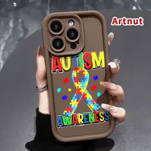 Case Compatible for iPhone 16 Pro Max 15 14 Plus 16E 13 12 Mini 11 Promax X XS XR xsmax Children with Autism Pattern TPU Silicone Camera Protective Rugged Cellphone Cover for Girl