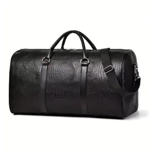 Large Capacity Retro Crocodile-Textured Travel Duffel Bag Durable Unisex Vacation Luggage Versatile Gift for Men & Women