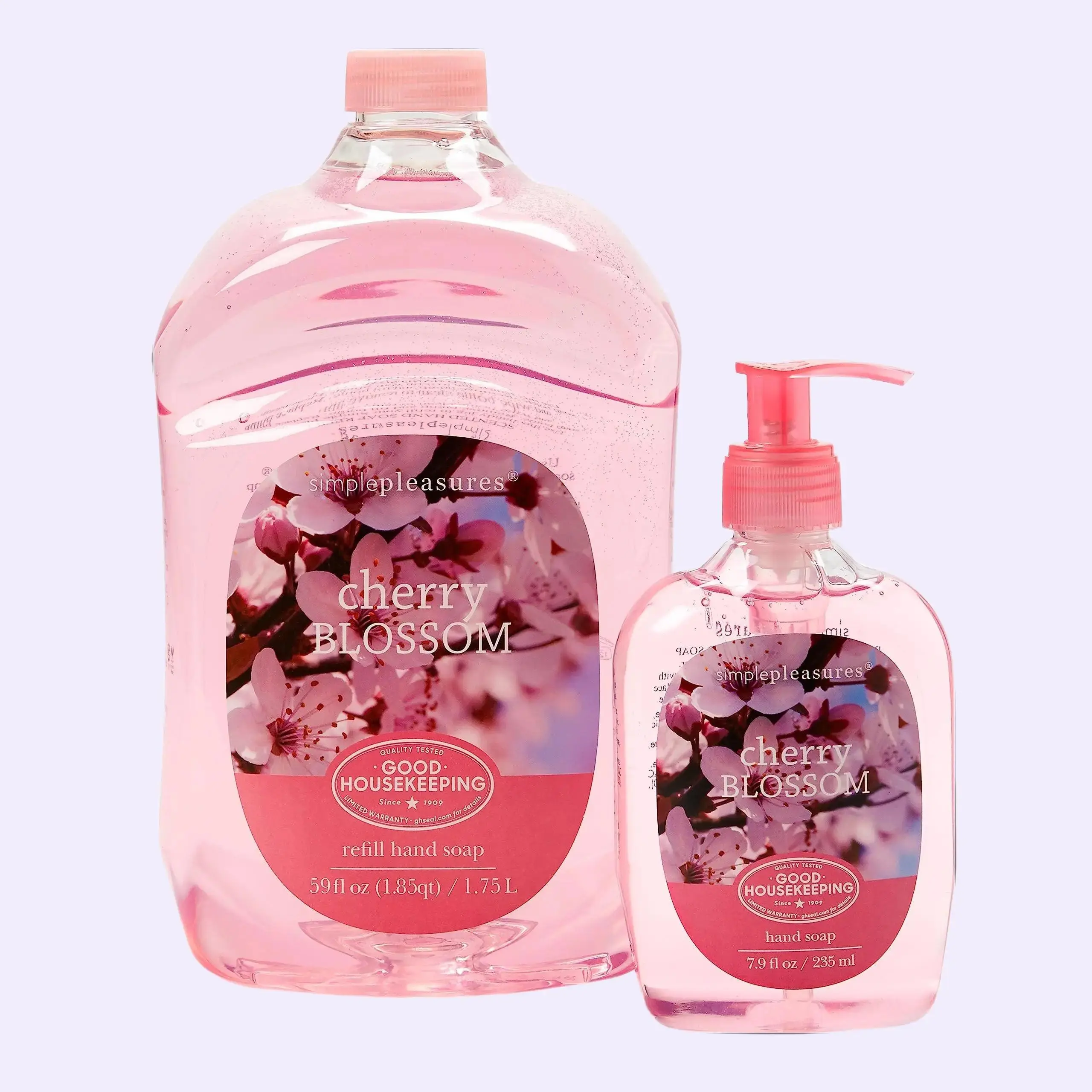 SIMPLE PLEASURES Cleansing Hand Soap Refills -  7.9 oz Bottle with Jumbo 59 oz Refill, Good Housekeeping Seal Approved, Multiple Scents Available - Aroma