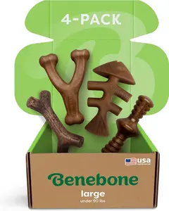 Large 4-Pack Dog Chew Toys for Aggressive Chewers, Made in USA, 90lbs and Under