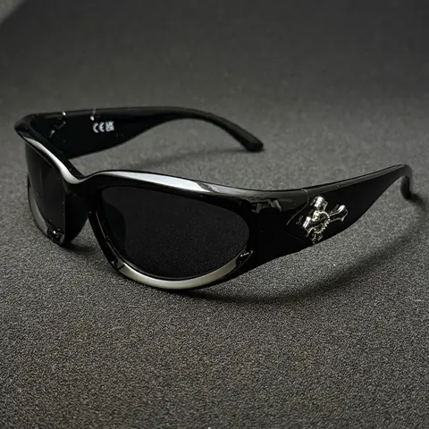 Men's Fashion Glasses with Rhinestone Cross Decoration, PC Shatter-Resistant Lenses, Sporty Casual Street Style, Vintage Flat Top Sunglasses, Streetwear Sunglasses