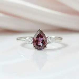 Pear Cut Alexandrite with Diamond Option Engagement Ring