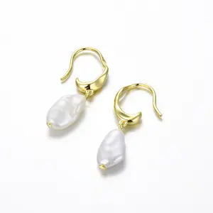 DW Baroque Pearl Earrings for Women 18K Gold plated Bronze