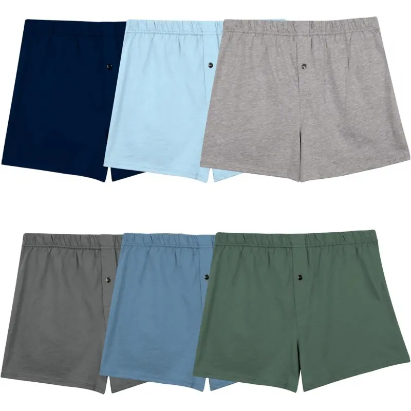mens Tag-free Knit Boxer Shorts, Relaxed Fit, Moisture Wicking, Assorted Color Multipacks