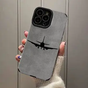 Black Airplane Phone Case/Suitable for iPhone 17 Air/16 Plus/15 Pro Max/14 Pro/13/12/11 and Other Mobile Phone Cases/As a Birthday/Holiday Gift for Family and Friends/Protector, Dirt-Resistant and Durable/QBJKTP23