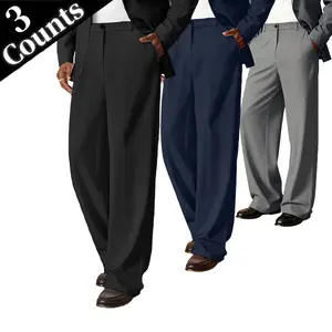 Gift for Boyfriend Gift for Dad Successful Men's Business Formal Straight Loose Dress Pants Three Colors