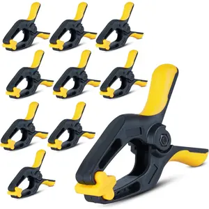 Spring Clamps 4 Inch Pack of 10 Heavy Duty Plastic Clamps with  Grip for Backdrop Stand, Balloon Arch Decorations, Pool Cover and Photography Use