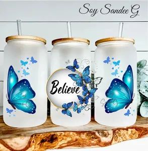 Believe Blue Butterflies - UVDTF Wrap for cups/hard surfaces sticker