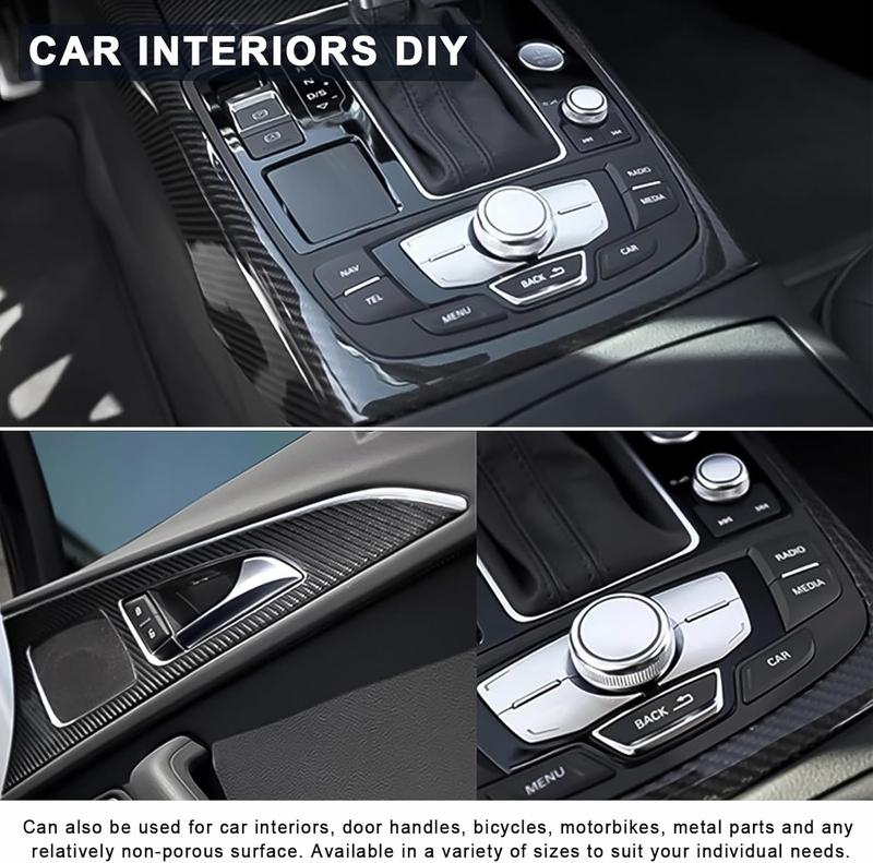 6D Black Carbon Fiber Vinyl Wrap Including Tool Kits, High Glossy Black Car Vinyl Film Roll, Air Release Technology Auto Accessories Wrap Car Motor DIY Interior Exterior 1ft x 5ft