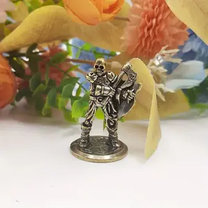 Vintage Brass Skeleton Warrior Figurine, Desktop Decoration, Tabletop Decoration, Car Ornament, Perfect Gift, Small Brass Craft, Skeleton Soldier Statue, Home Decoration, Skull Design