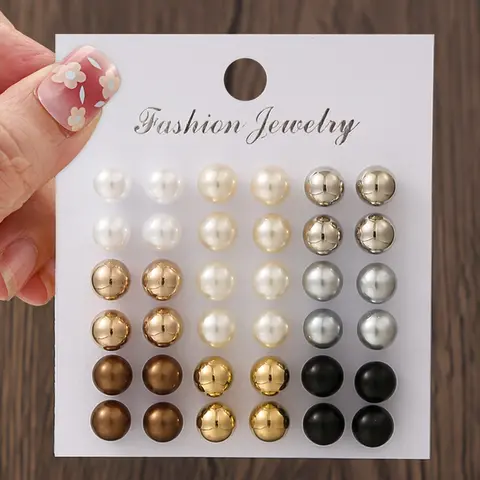 Women's Multi-Color Faux Pearl Earrings Set, Stud Earring, Durable and Stylish Daily Accessory, Versatile Accessory, Perfect Gift for Her, Fashionable Jewelry, Fashionable Accessories, Jewelry Gifts, Earring Pack