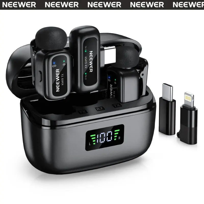 NEEWER KM19 Mini Wireless Lavalier Microphone – Portable Clip-On Mic with Noise Reduction for iPhone/Android/DJI Osmo Pocket, Ideal for Vlog, Streaming & Video Recording