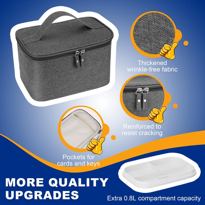 【Dicorain】New Style Electric Lunch Box with Temperature Control Function, 100w Heated Lunch Box 1.8L Portable Food Warmer for Adults, 12/24/110v Heating Lunch Box for Car/Truck/Office with Thickened Bag