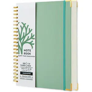 Hardcover Spiral Notebook, 8.5 x 11 IN Notebooks College Ruled, 110 GSM Thick Lined Paper Notebooks for Work, School and Travel, 300 Pages Journals for Writing, Large Journal for Women and Men Green
