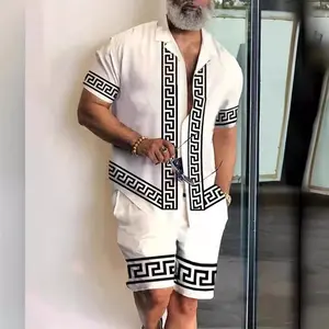 Fashion Men's Shirt Personalized Casual Short Sleeve Shirt Shorts Set Clothes Fabric