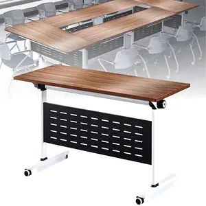 Flip - Top Mobile Conference & Training Table with Silent Wheels, Modular Design, 1 - inch Thickened Top