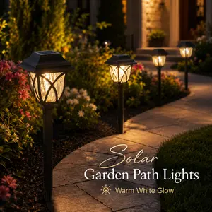 Elegant  Upgraded Solar Pathway Lights solar garden lights | Easy Installation, Auto On/Off & IP65 Waterproof | For Garden, easiest garden makeoverYard & Driveway, Solar Outdoor Lights, Decorative,  Outdoor Backyard Light solar outdoor lights