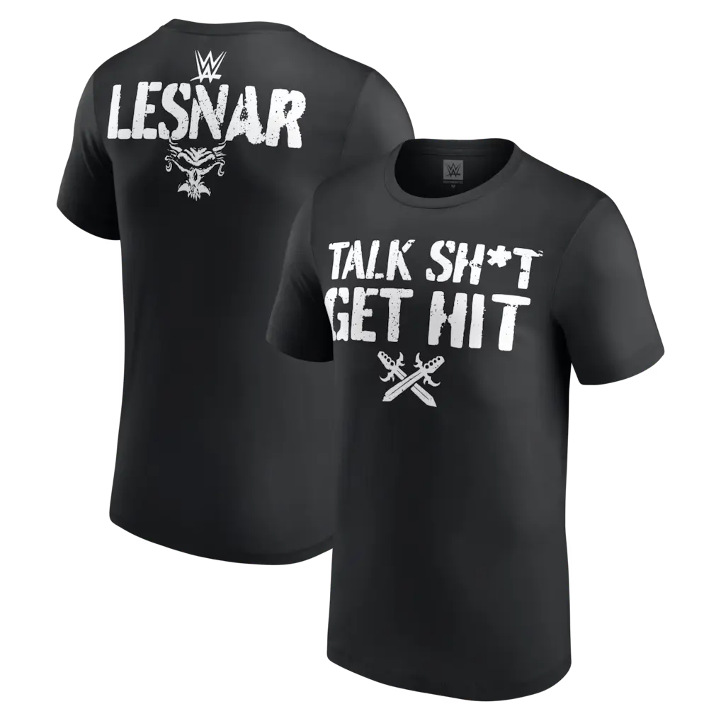 Brock Lesnar Talk Sh*t Get Hit T-Shirt, Lesnar Skull Two-Sided Graphic Tee, Pro Wrestling Fan Apparel, Beast Incarnate Top